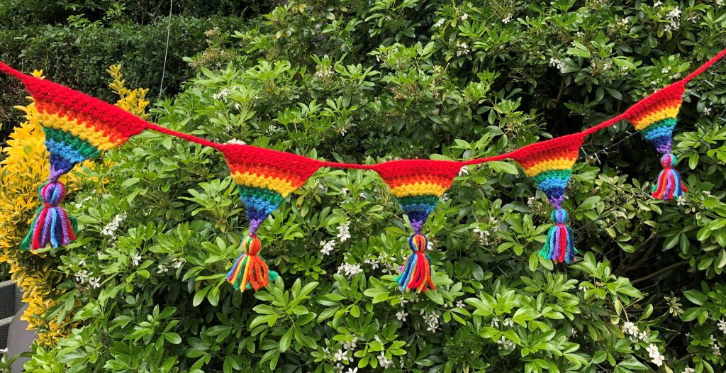 crochet rainbow bunting