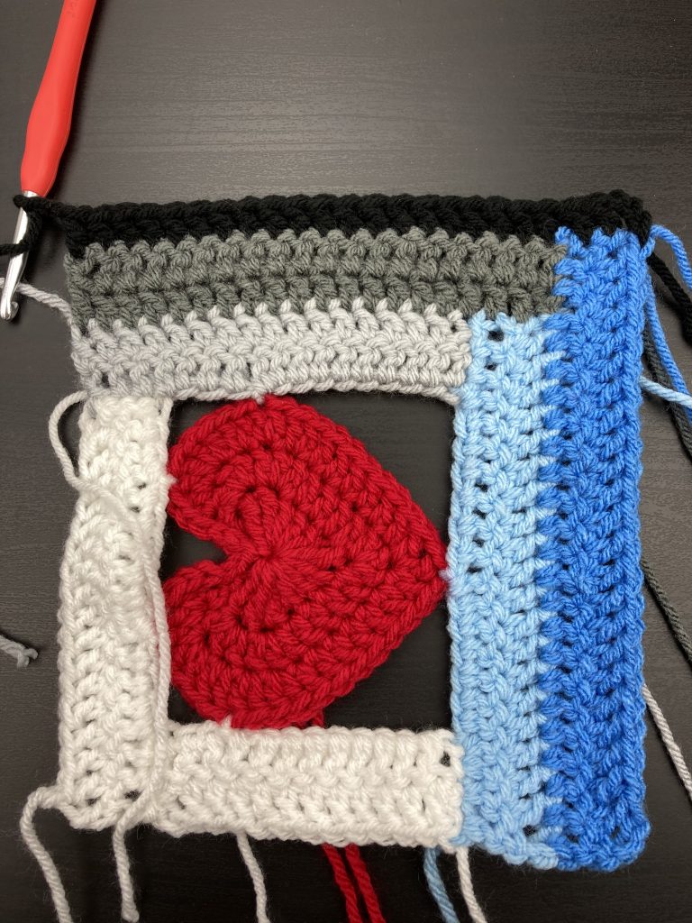 adding panel seven to the log cabin love block